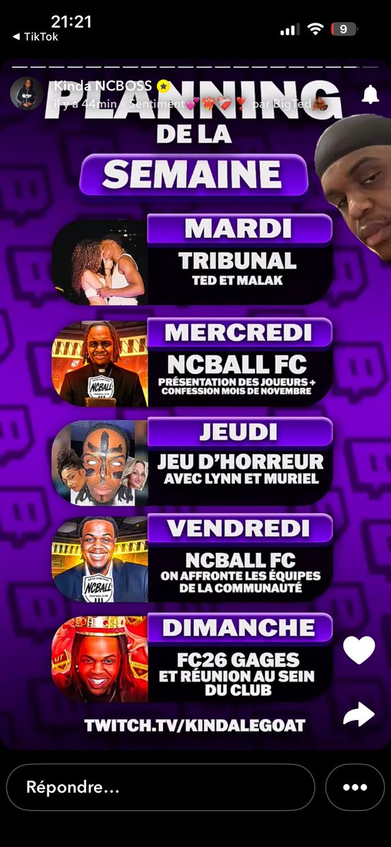 Comme d’habitude sur les 5, 2,5 vont se passer et pour le reste il vas trouver une excuse pour faire ses bêtises avec mumu 🤦🏿🫩 j’en ai marre