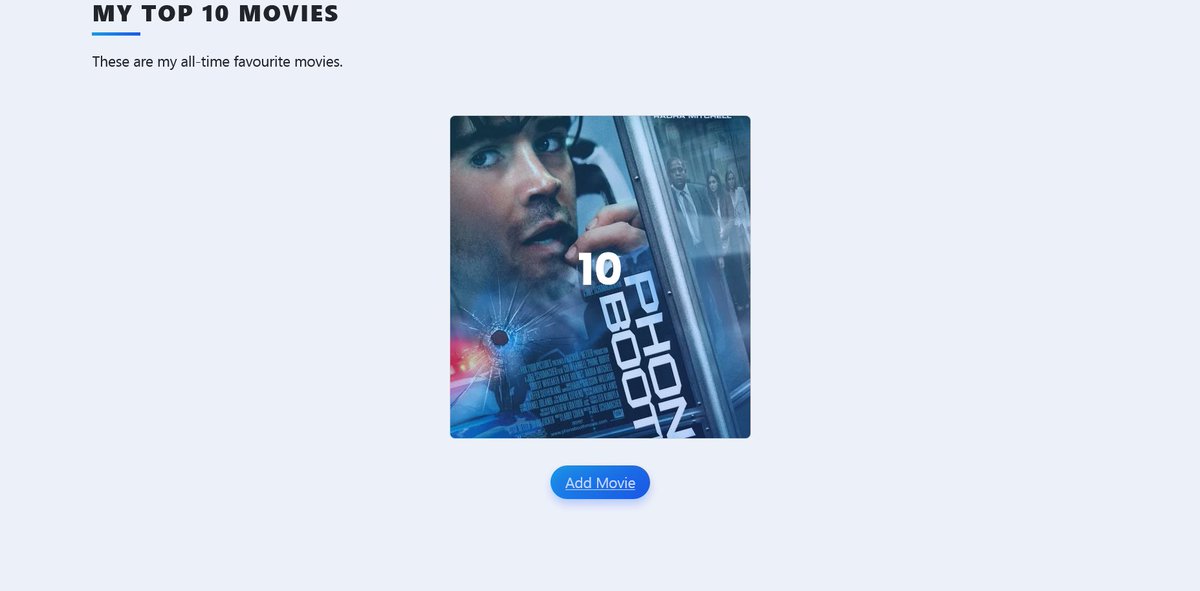 davebraheem's tweet image. Day 37 
Feels good to be back after a while I really miss coding 
Today I worked on an Advanced “My Top 10 Movies” website 
I used Flask together with templates, routing, and a database to build a clean and dynamic page that displays my top movies. 
#100DaysOfCode #Flask #Python