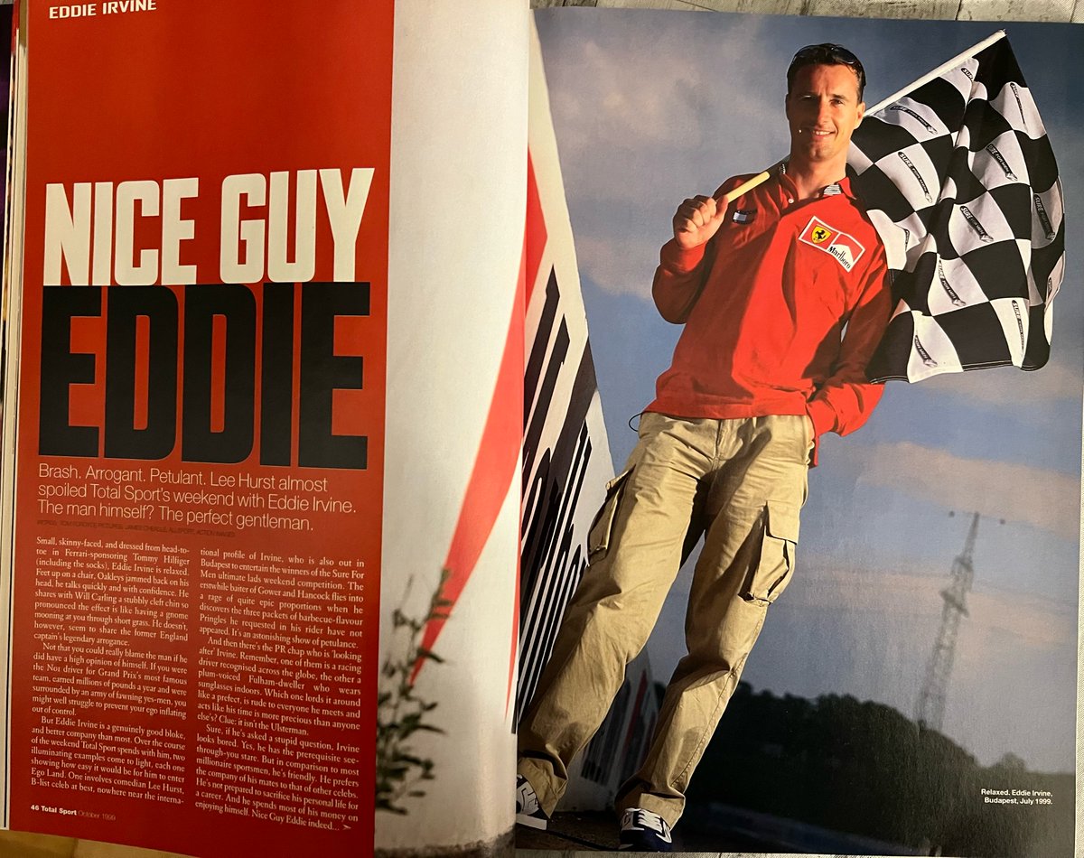 Another shoot from Total Sport Magazine of Ferrari F1 driver, Eddie Irvine, photographed at the Hungaroring Circuit, Hungary. 

Just after this shot was taken a workman was rushed to hospital after his crane tipped over just a few yards away from where we were shooting.