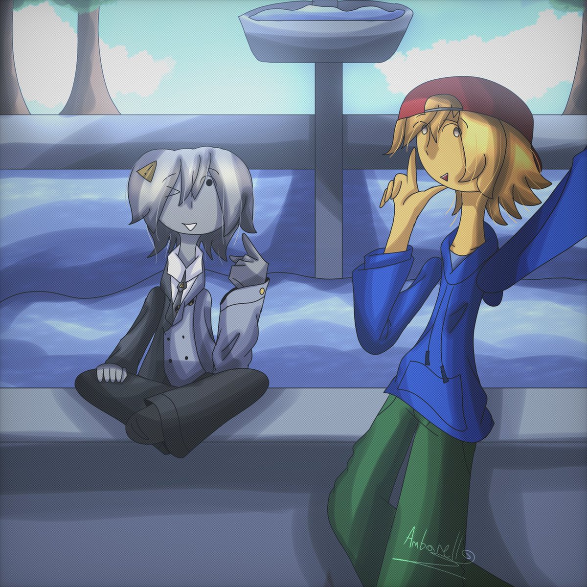 Player and Dummy in the park (kinda off)

#robloxart 
#gasa4
#playerGASA4
#dummyGASA4