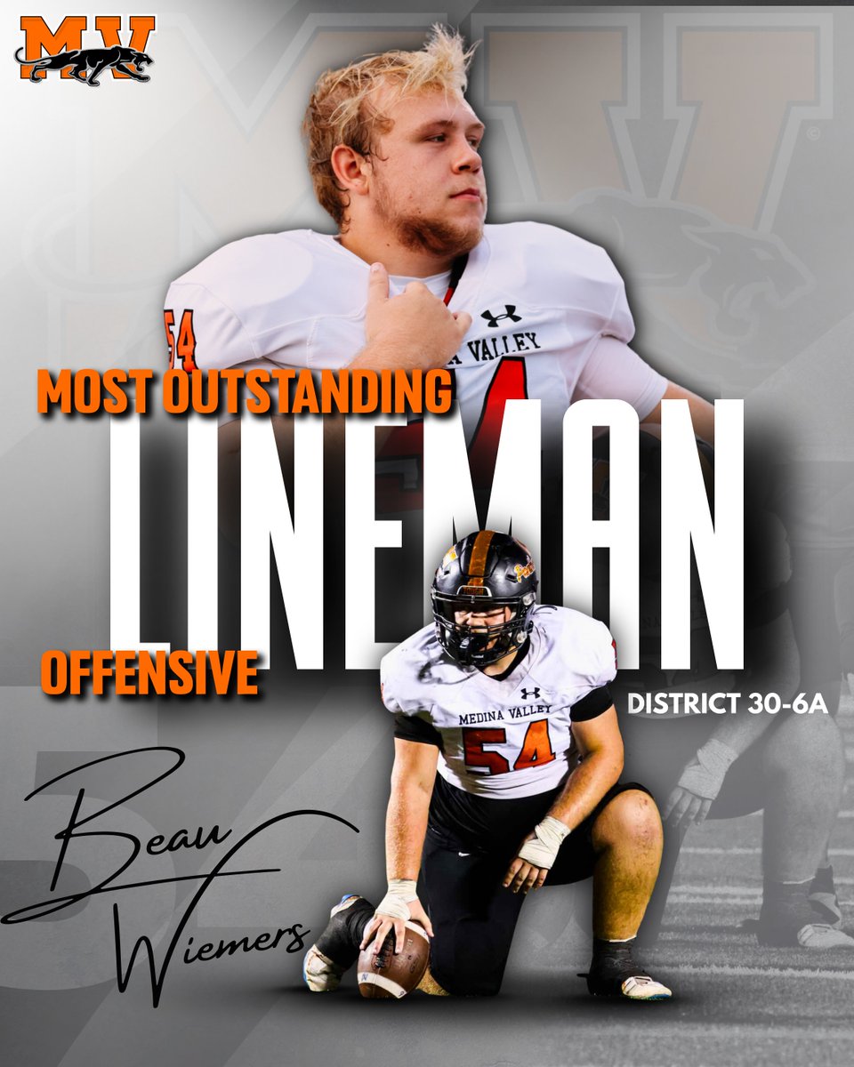 MVHSpanthersFB's tweet photo. The Most Outstanding Offensive Lineman for District 30-6A
C/O 2026 OL @Beauwiemers 
#PantherTOUGH https://t.co/q7U5zRHLtO