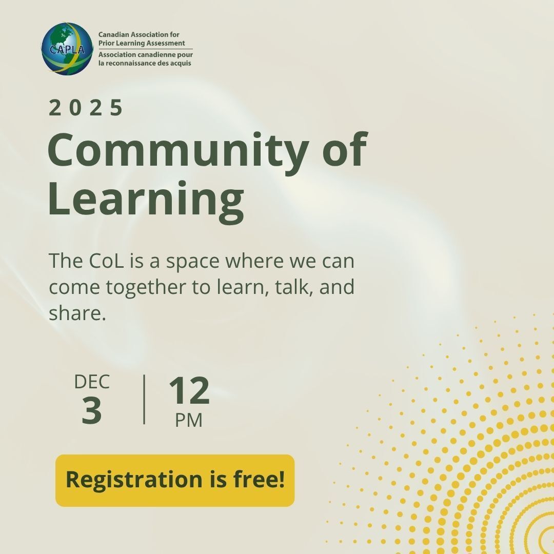 CAPLARFL's tweet photo. Join CAPLA’s Community of Learning (CoL)!

A safe, collaborative space for RPL/PLAR professionals to share ideas, solve challenges &amp; grow together.

✔ Open to all levels
✔ Presentations + group discussions
👉 Register now: https://t.co/htQpc4p7b8 

#RPL #PLAR #CAPLA https://t.co/aYumvELBXg