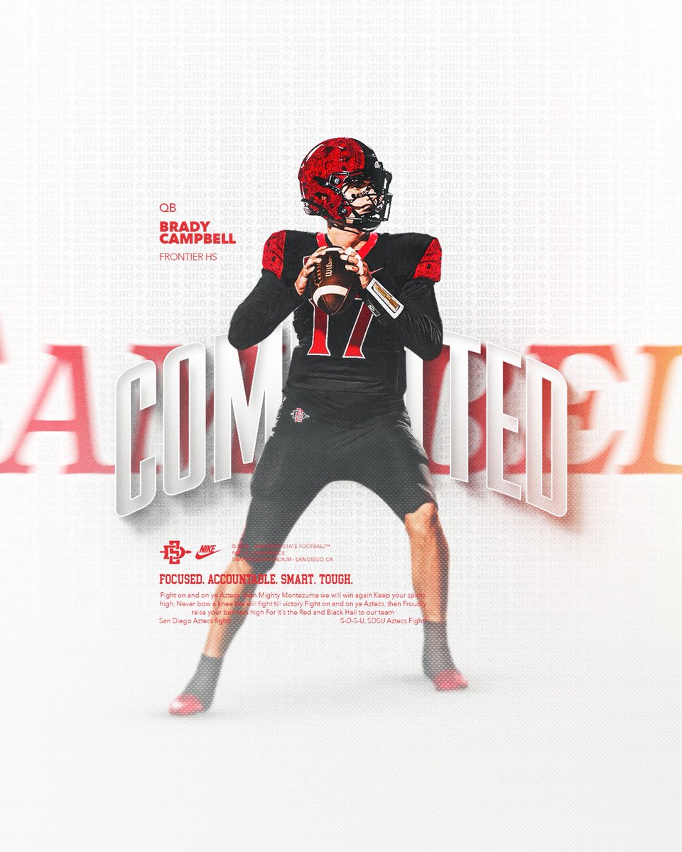 Brady27877753's tweet image. AGTG ✝️ I am proud and honored to announce that I am 100% committed to San Diego State University go Aztecs!!!! ⚪️🔴
@GregBiggins @BrandonHuffman @dthedeacon