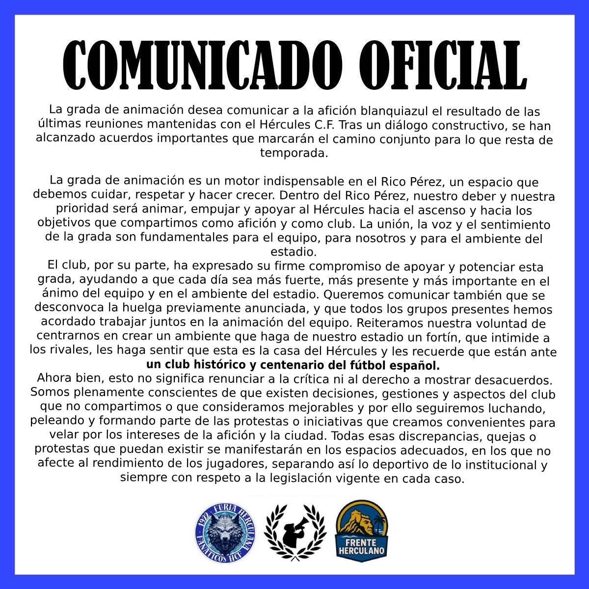 COMUNICADO GRADA DE ANIMACIÓN 🔵⚪🔵