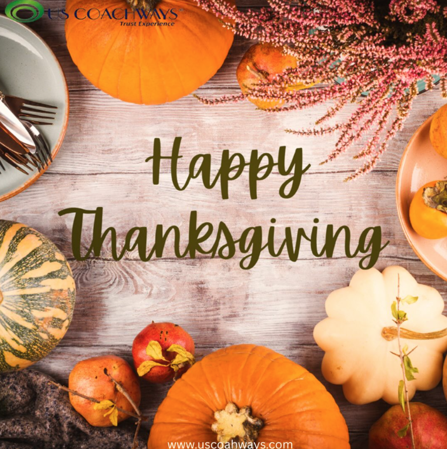 USCoachways's tweet photo. Happy Thanksgiving! 🍁🍽 just a quick reminder to all our loyal USCOACHWAYS customers, today is the perfect day to gather all your family together & be thankful. Wishing everyone a happy Thanksgiving!

Call for a free quote at 800-359-5991 ☎️ or email us at https://t.co/x6d5WdHjEp