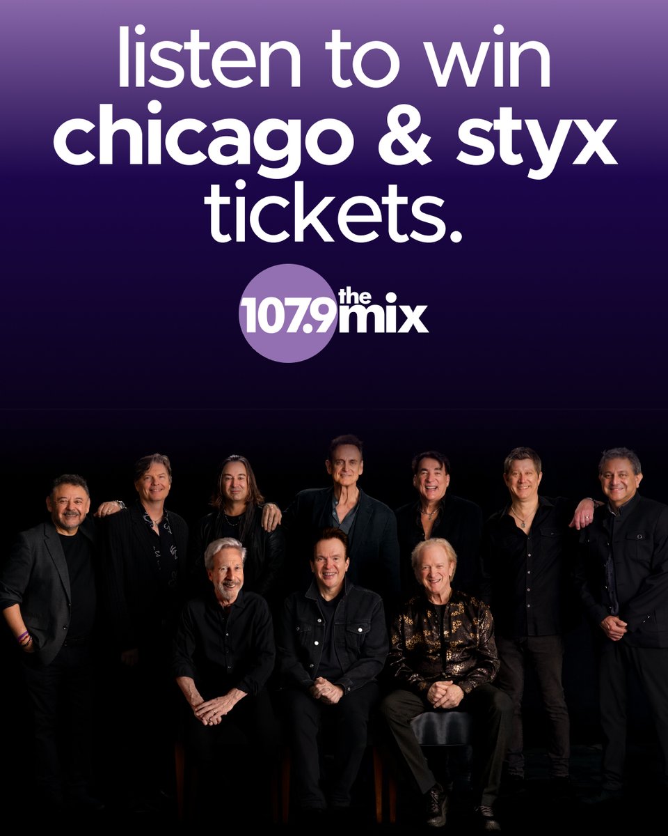 Chicago and Styx are coming to Ruoff Music Center on August 2nd and you can win tickets! Listen everyday this week at 7:20a, 12:20p, &amp; 5:20p to win!

🎟️: bit.ly/48aq2tQ
🔊: bit.ly/43IcCCu