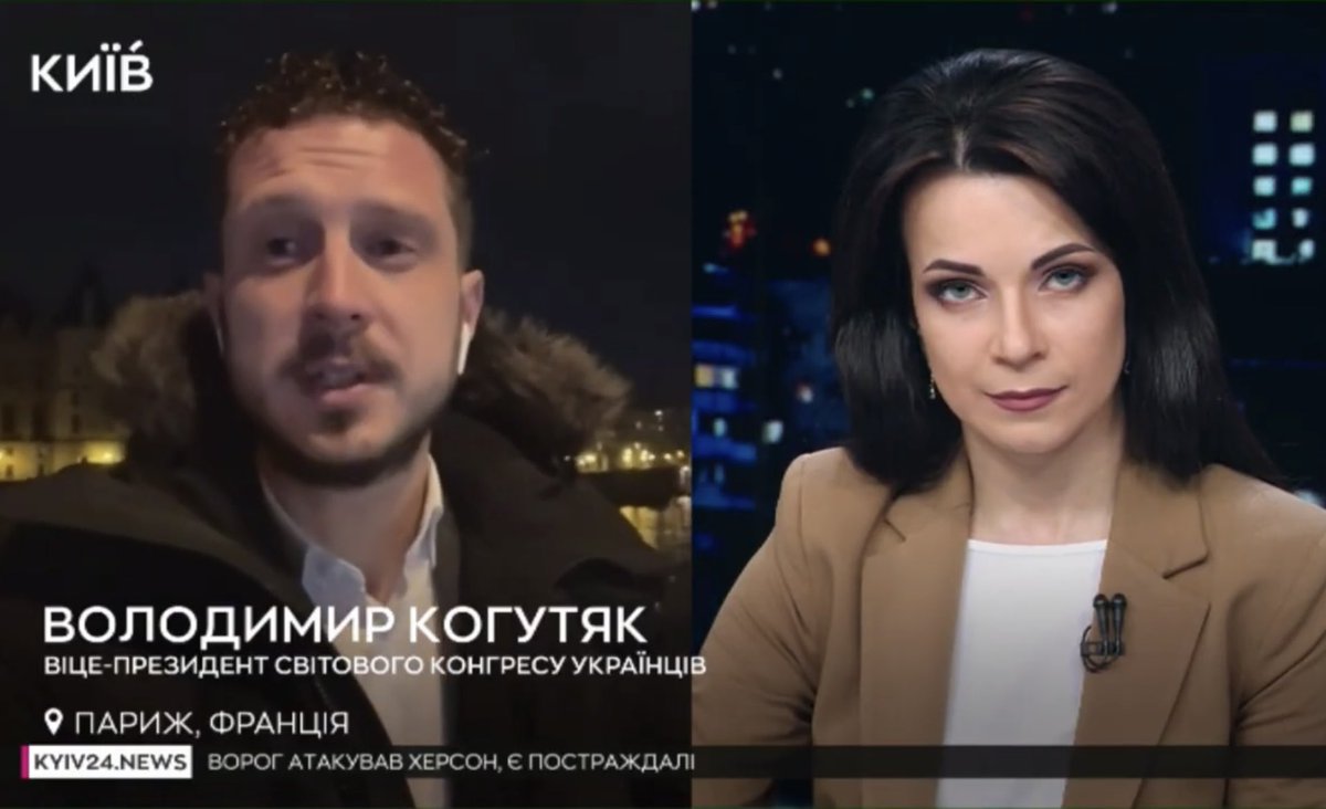 📺 Ce soir j’étais sur la chaîne ukrainienne Київ24 pour parler de l’ouverture de la saison de la culture ukrainienne en France 🇫🇷🇺🇦 mais aussi d’un sujet clé : la visite du Président ukrainien à Paris et la thématique essentielle - la coalition des volontaires internationaux