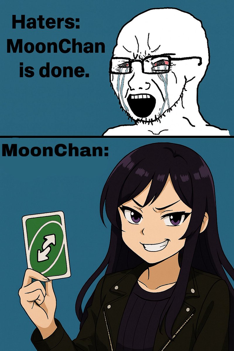 MOONCHAN138585's tweet photo. They said MoonChan was finished…
So she hit them with the UNO Reverse. 🚀💜

$MCN #MoonChan #CryptoMeme #Solana https://t.co/4ZSdLc9UOy