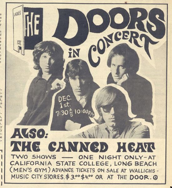 Gregory_Ego's tweet image. Look who just popped out of the door to the ladies room: it&apos;s The Doors! Two shows one night in Long Beach, December 1, 1967. From the Los Angeles Free Press...