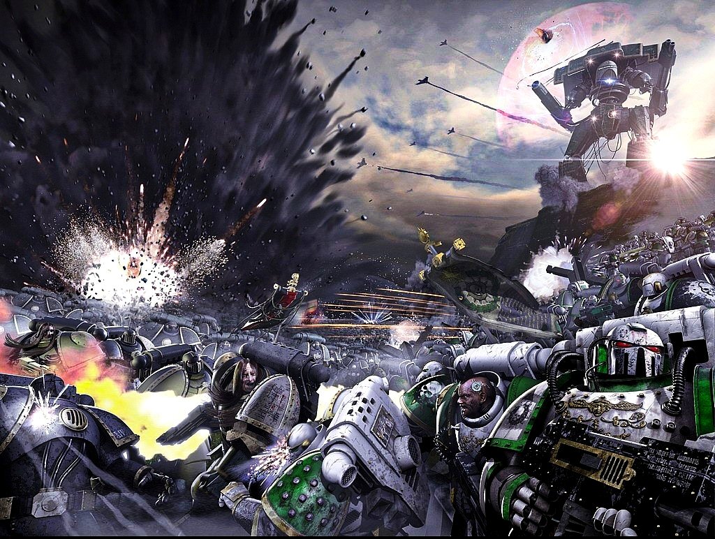 Aetas_Memoria's tweet photo. Neil Roberts' depictions of the Sons of Horus.

"Horus Rising" cover. Alternate version of the "False Gods" cover, for The Art of the Horus Heresy book. "Galaxy in Flames" cover. Illustration for The Horus Heresy: Age of Darkness 2nd Edition Rulebook &amp; Horus Heresy: Legions game. https://t.co/0LFa0RtqTP