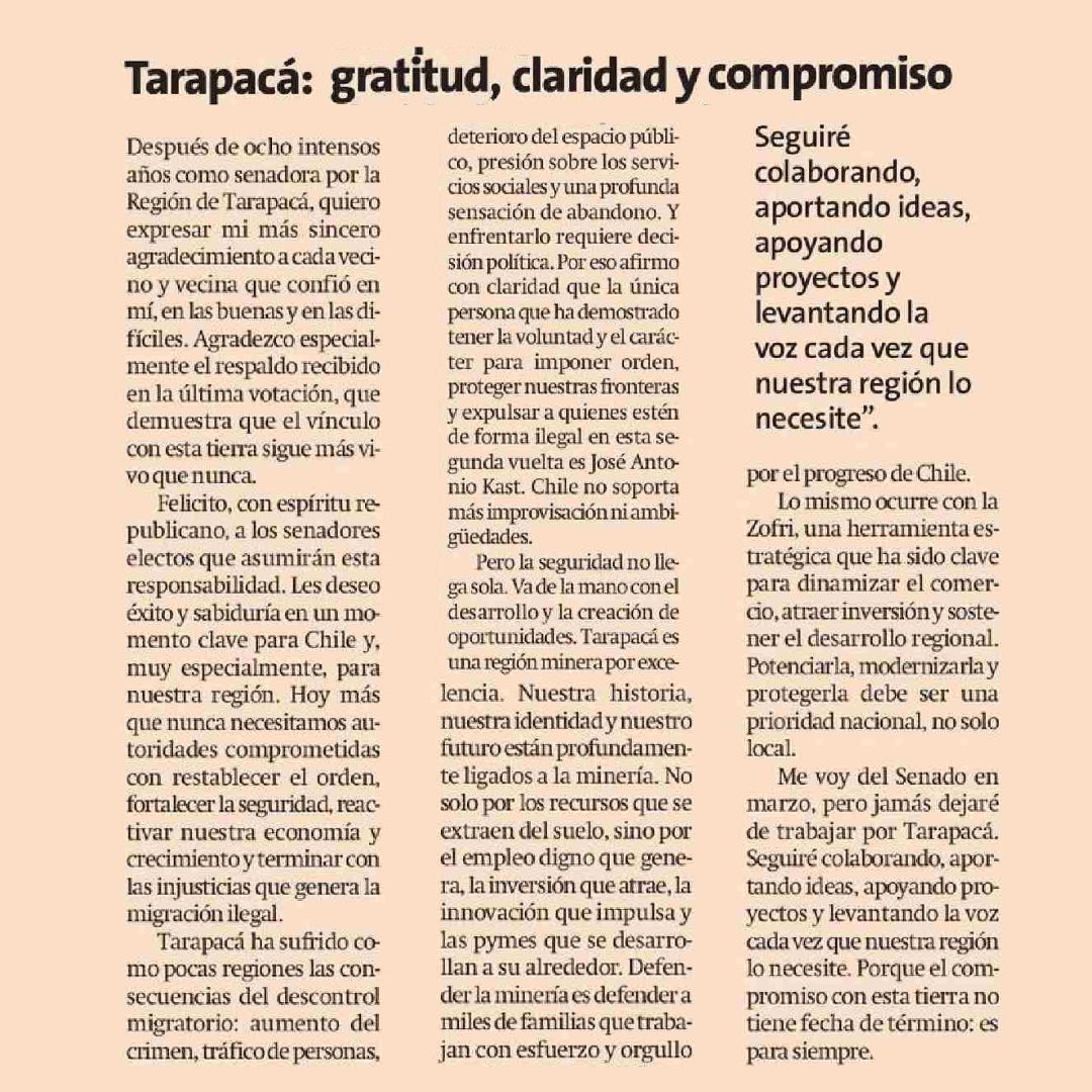 Seguiré colaborando y levantando la voz cada vez que nuestra región lo necesite