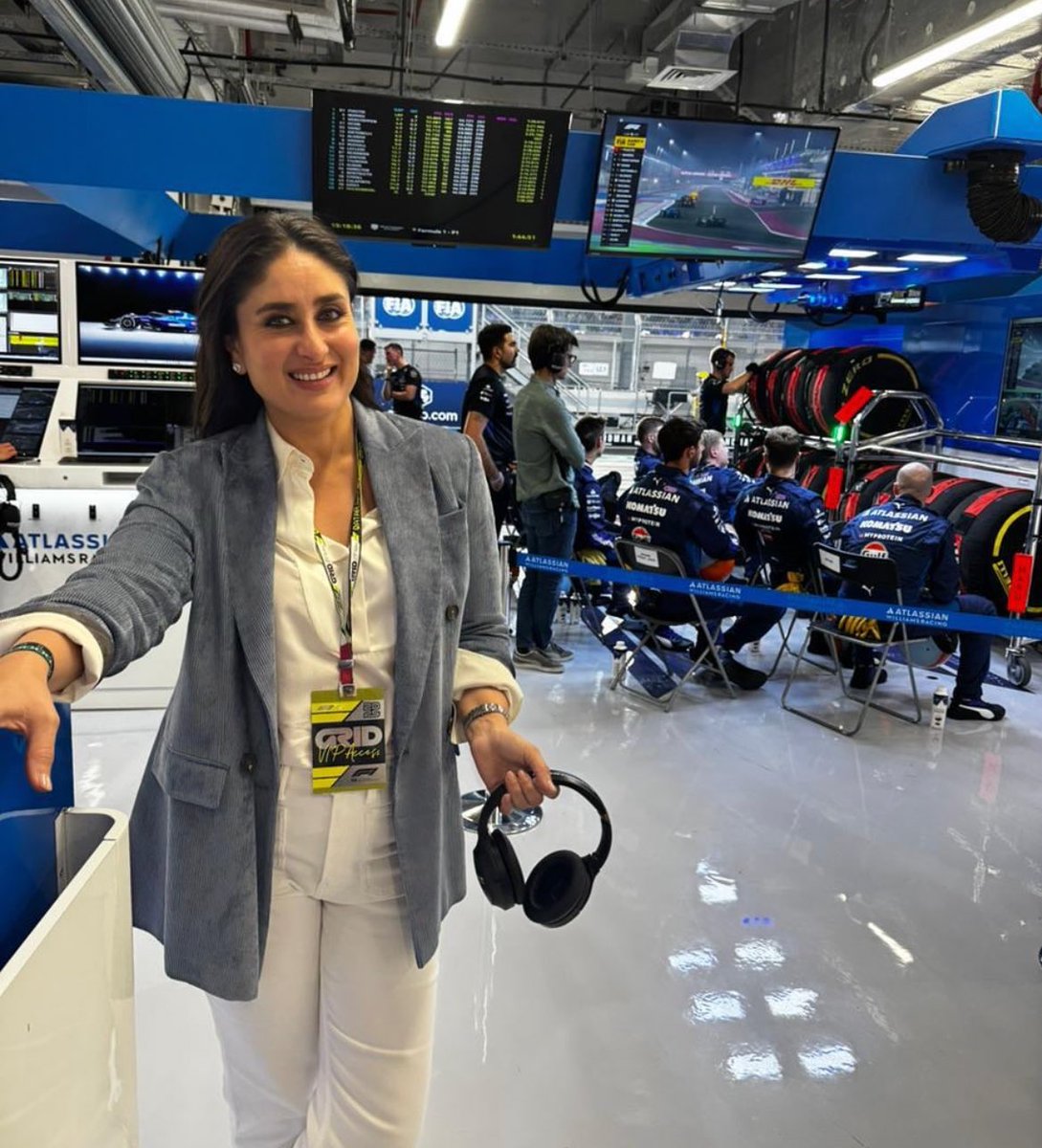 sainznorriss's tweet image. KAREENA KAPOOR WAS IN THE WILLIAMS GARAGE IN QATAR