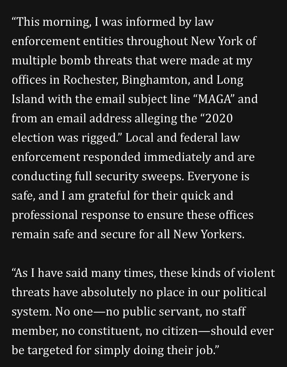 Senate Minority Leader Chuck Schumer says several of his New York offices received bomb threats