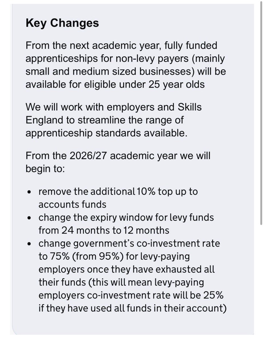 SimonAshworth's tweet image. Change is coming on apprenticeships … but its not coming just yet. Big announcements in the Autumn Budget to land from August 2026. More on that 👇 @AELPUK