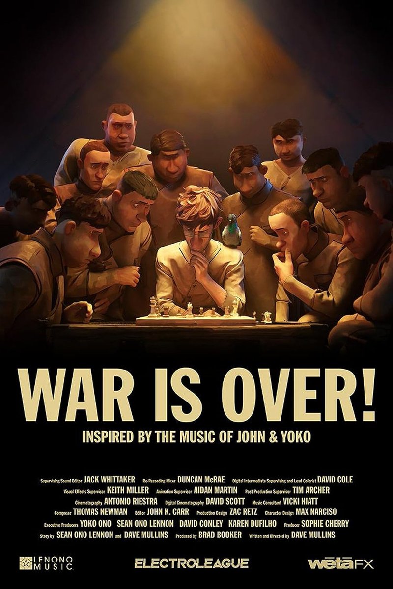 You seriously need to watch Sean Lennon’s "War Is Over!" short film. It won an Oscar for Best Animation and looks incredible. It’s a brilliant story about two WWI soldiers connecting over a game of chess. Trust me, it is worth the 11 minutes.

youtu.be/W68-XaFepOg?si…