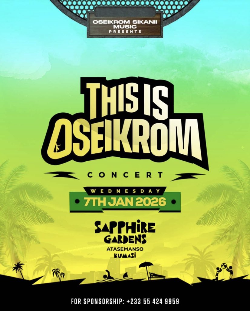 SikaniiOseikrom's tweet image. Introducing the maiden edition of THIS IS OSEIKROM CONCERT — a concert by Oseikrom Sikanii.
Happening 7th January 2026 at Sapphire Gardens, Atasemanso.
History in the making! 💥