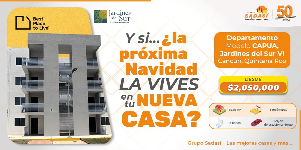 ¿Imagina cambiar tu estilo de vida y comprar tu nuevo hogar en uno de los lugares más hermosos del país? Así es, #JardinesDelSurVI en #Cancún es #DondeQuieresVivir para las próximas fiestas decembrinas. 🌲 🤩 🏝️

Aceptamos tu crédito, escríbenos y agenda tu cita SIN COSTO. 📩