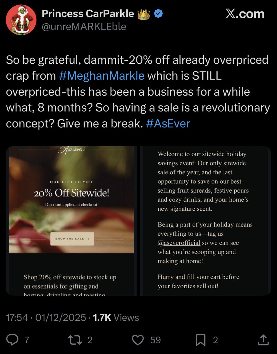 CarParkle still whining about the As Ever stuff she’s receiving.

Why the hell does she subscribe?
