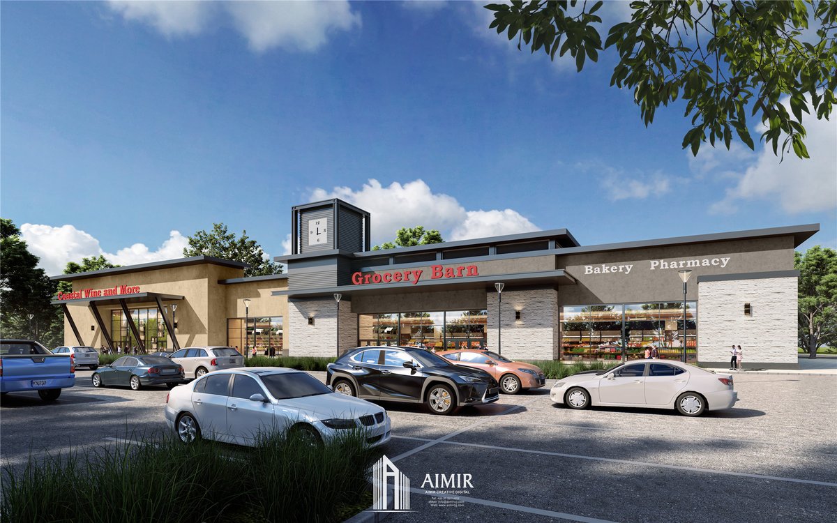 AimirCG's tweet image. A retail exterior rendering presented in a typical day mood with clear blue skies and soft white clouds.
Image by @AimirCG 

#ArchitecturalVisualization #3DRendering #ArchViz