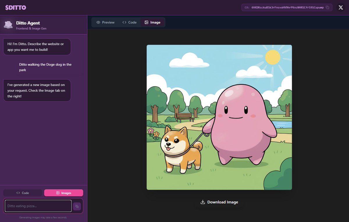 The Ditto Agent got a new update, you can generate memes with Ditto.

dittoagent.site