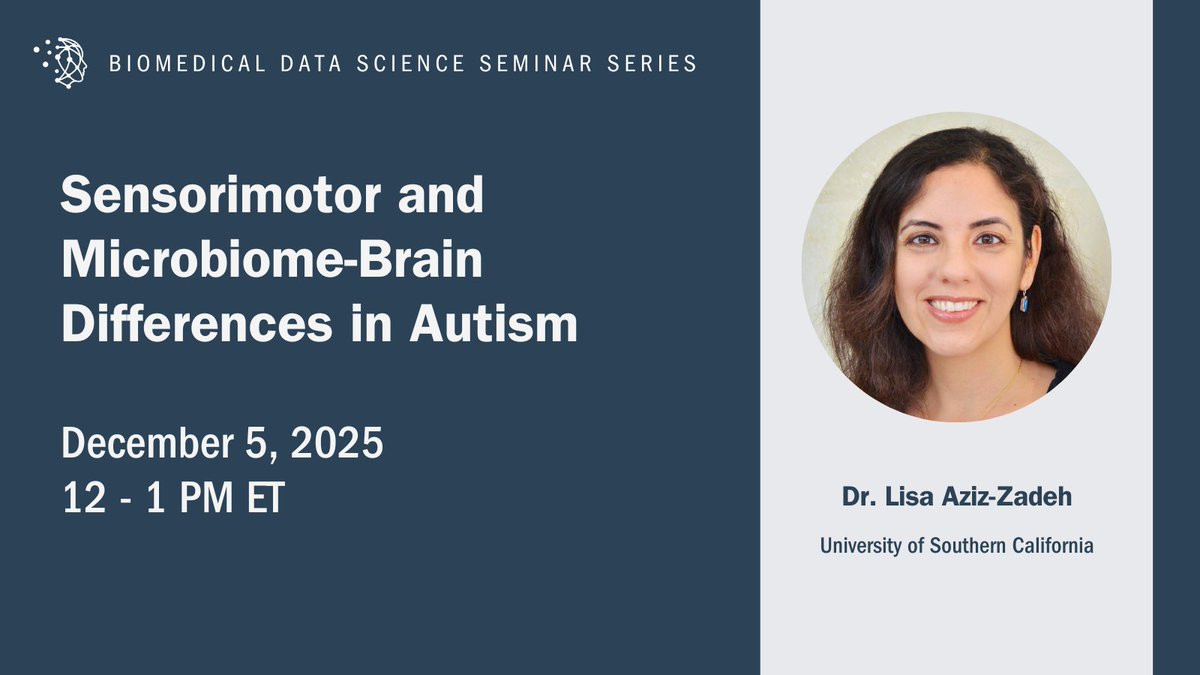 biodatascilab's tweet image. Join us virtually on Friday, 12/5 at 12-1 PM ET for our next seminar with Dr. Lisa Aziz-Zadeh of @USC! This seminar will discuss integrating data from brain imaging and the gut microbiome to better understand autism. youtube.com/live/ncesMTrKm… @uvadatascience @USCDornsife