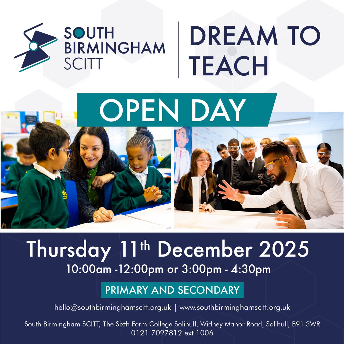 Excited to share the date of our open day! If you dream of being a teacher, book your place on our open day. Email hello@southbirminghamscitt.org.uk to find out more. <a href="/CPTSA13/">Colmore Partnership Training School Alliance</a> <a href="/Summit_LT/">Summit Learning Trust</a> <a href="/PLI_SummitLT/">PLI_SummitLT</a>