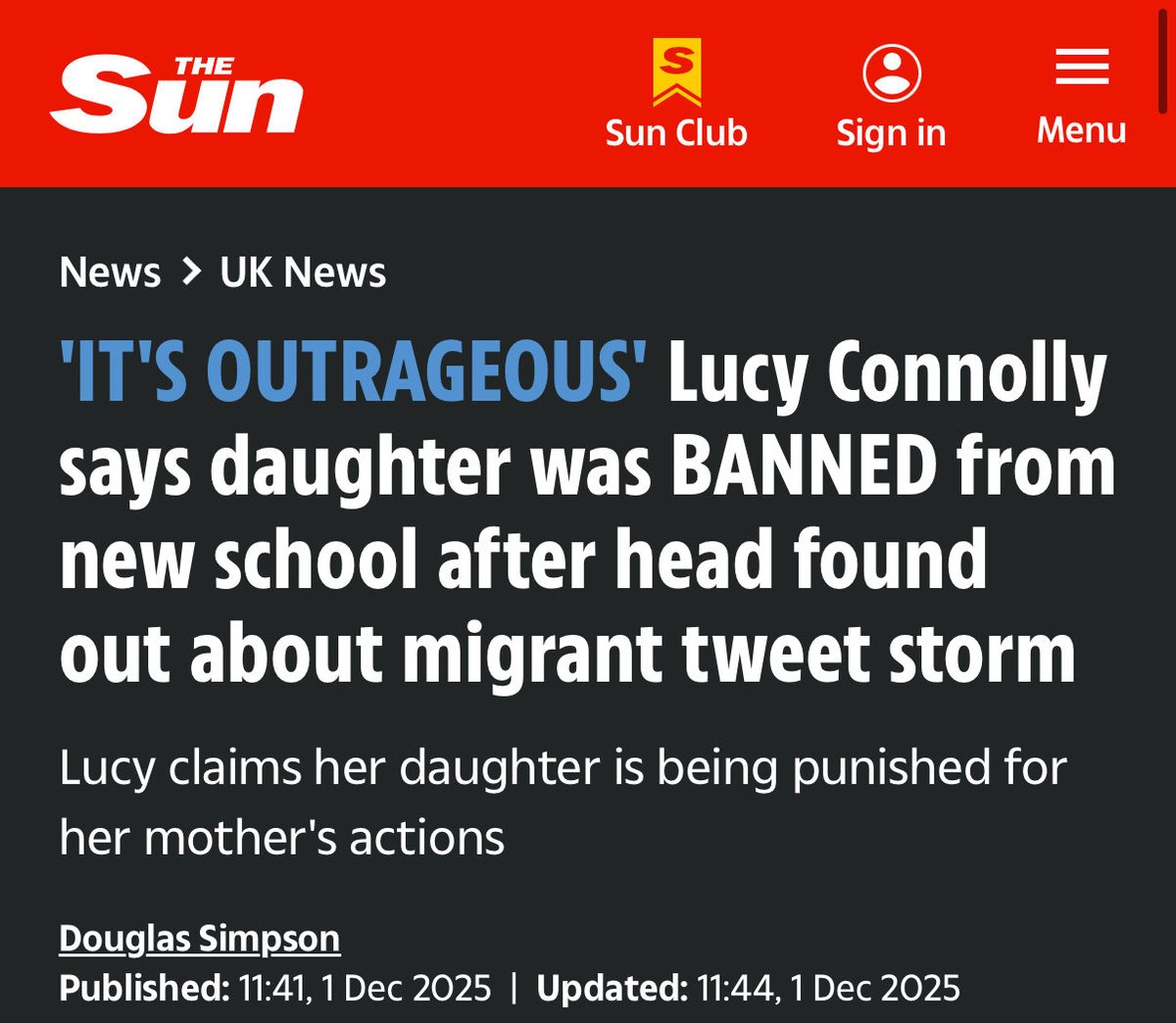 SpeechUnion's tweet image. Lucy Connolly has alleged that her 13-year-old daughter had her place at a new school rescinded after the headteacher discovered Lucy was her mother.

This is outrageous.

During an interview with GB News, Lucy claimed: “They said racism doesn’t go down well at the school and my…