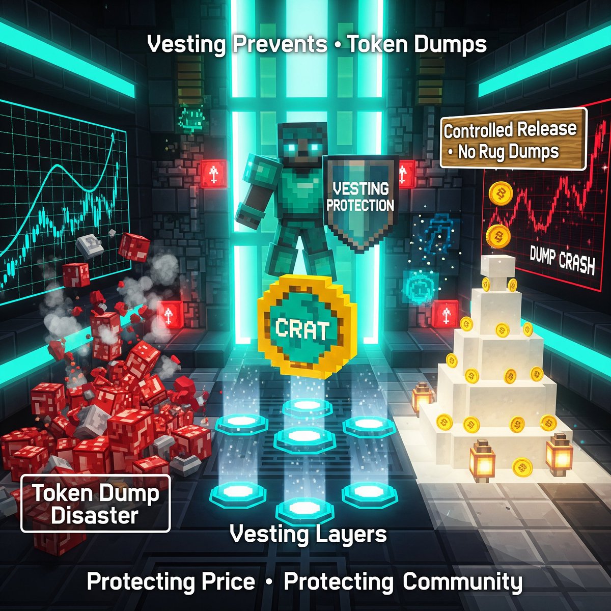 Venomiccrypto's tweet image. Vesting prevents &quot;token dumps&quot;—the classic crypto disaster where early investors sell everything at launch, crashing the price 90% and destroying community trust. CratD2C&apos;s gradual release avoids this. Lessons learned from others&apos; mistakes. 💡
#CratD2C #Crypto #BlockchainSecurity