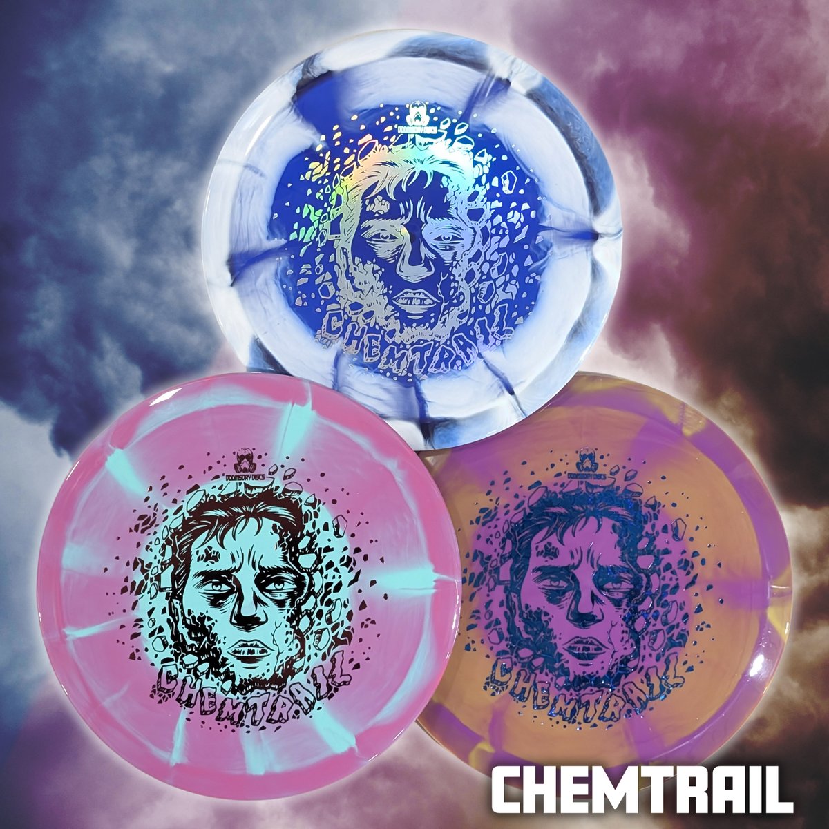 See the fresh run colorways of the Chemtrail, featuring the new stock stamp design for the circular patterns.

doomsdaydiscs.com/products/chemt…