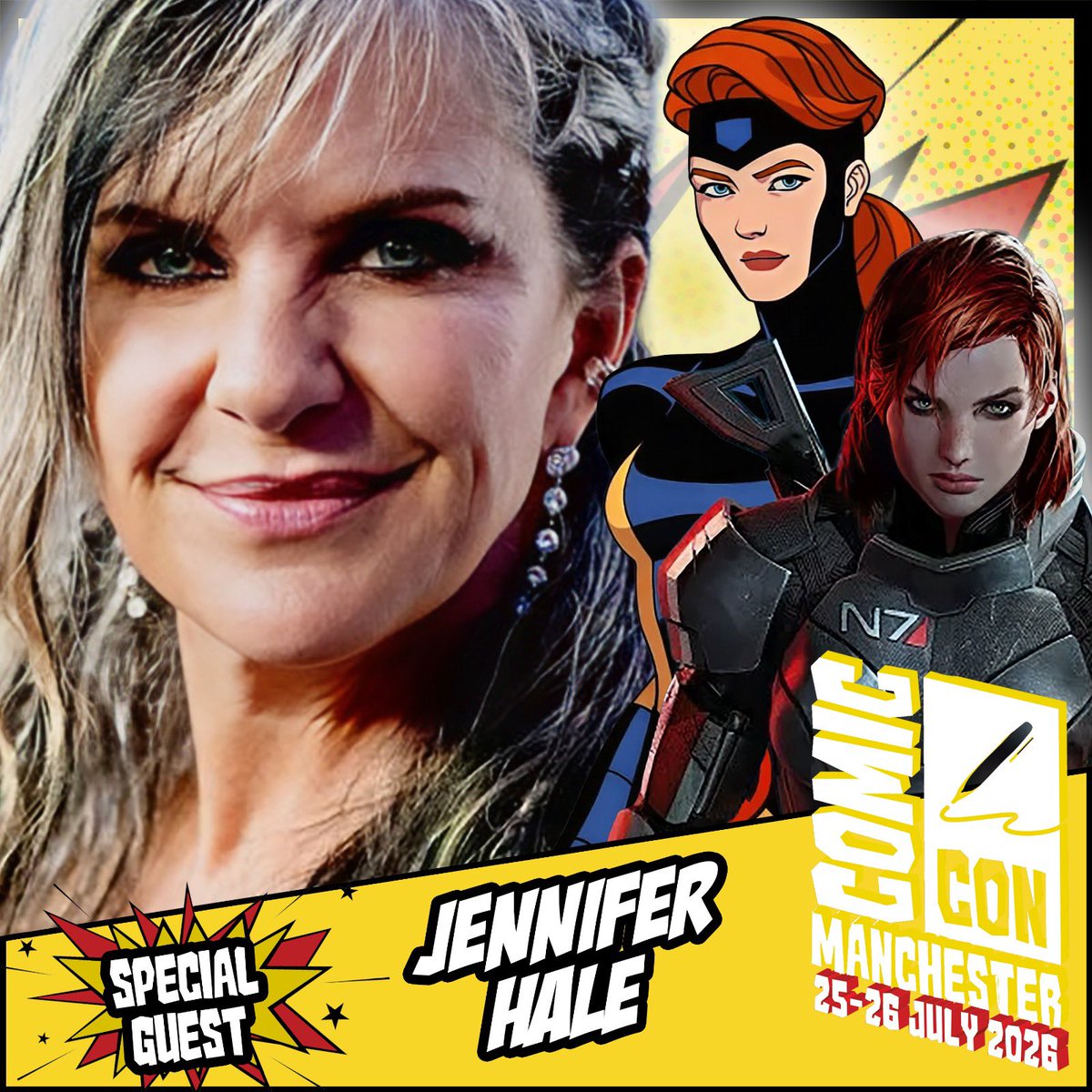 comconmanc's tweet image. Comic Con Manchester welcomes Jennifer Hale, known for projects such as Mass Effect, X-Men ‘97, X-Men, Star Wars, and many more.

Appearing 25-26 July!

Tickets: comicconventionmanchester.co.uk