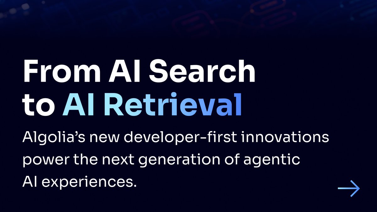 algolia's tweet image. 📢 Today at @AWSreInvent we&apos;re unveiling a huge wave of ✨developer-first✨ releases — built for the #AgenticAI era! 

🔹 DocSearch + Ask AI
🔹 SiteSearch UI Components
🔹 Agentic Components UI Kit
🔹 Algolia MCP Server
🔹 Agent Studio + more!

Developers can now build assistants…