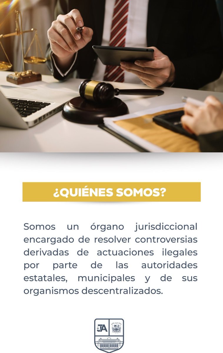 Somos un órgano jurisdiccional encargado de resolver controversias derivadas de actuaciones por parte de las autoridades estatales, municipales y de sus organismos descentralizados.

Acércate al Tribunal de Justicia Administrativa de #Coahuila de Zaragoza #TJAC ⚖️