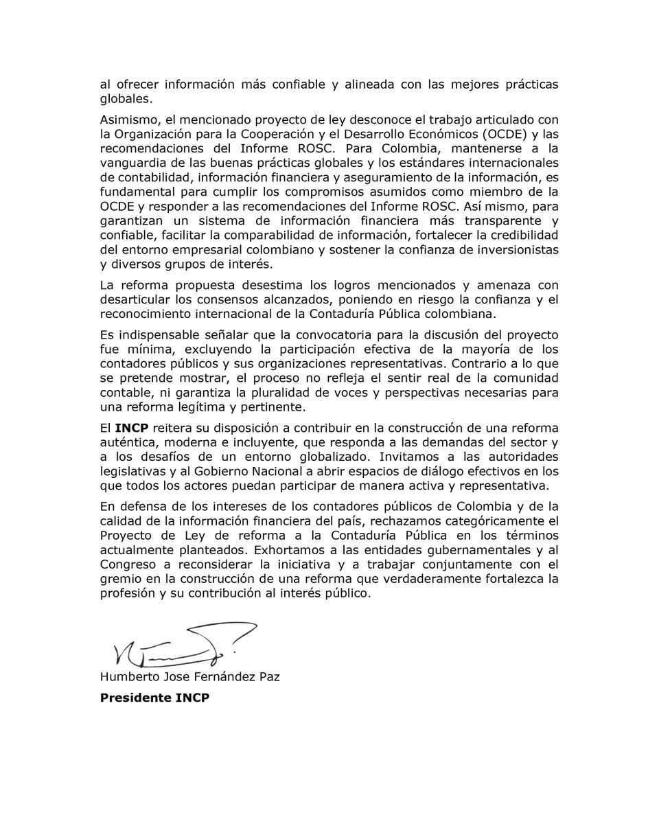 🔵 El INCP rechaza el Proyecto de Ley 345, que busca reformar la Contaduría Pública sin una visión integral ni participación real del gremio.

Reafirmamos nuestro compromiso con una reforma moderna, incluyente y alineada con estándares globales. 
#ReformaALaProfesión #Contaduría