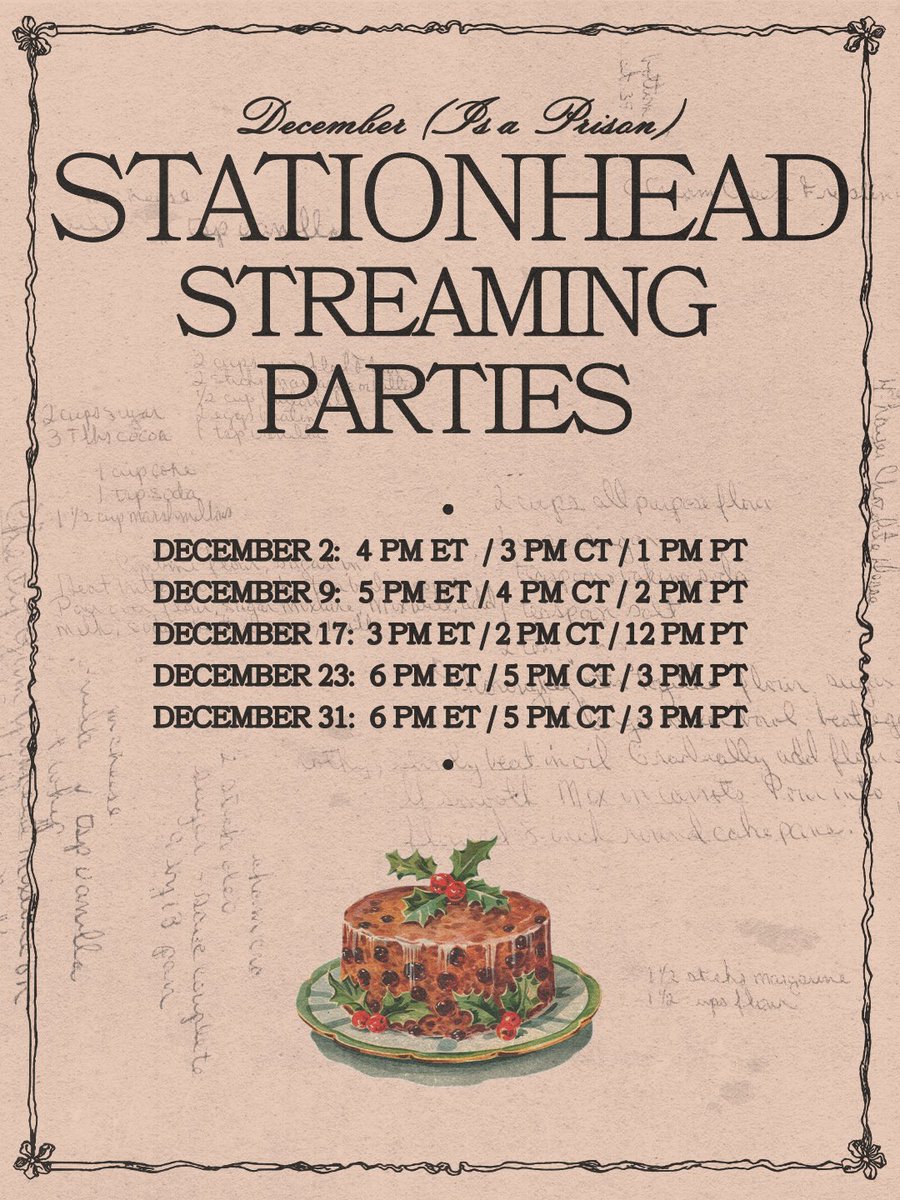 december can't be a prison when it's spent streaming fruitcake. join us every week all month long on <a href="/STATIONHEAD/">STATIONHEAD</a> ♥️