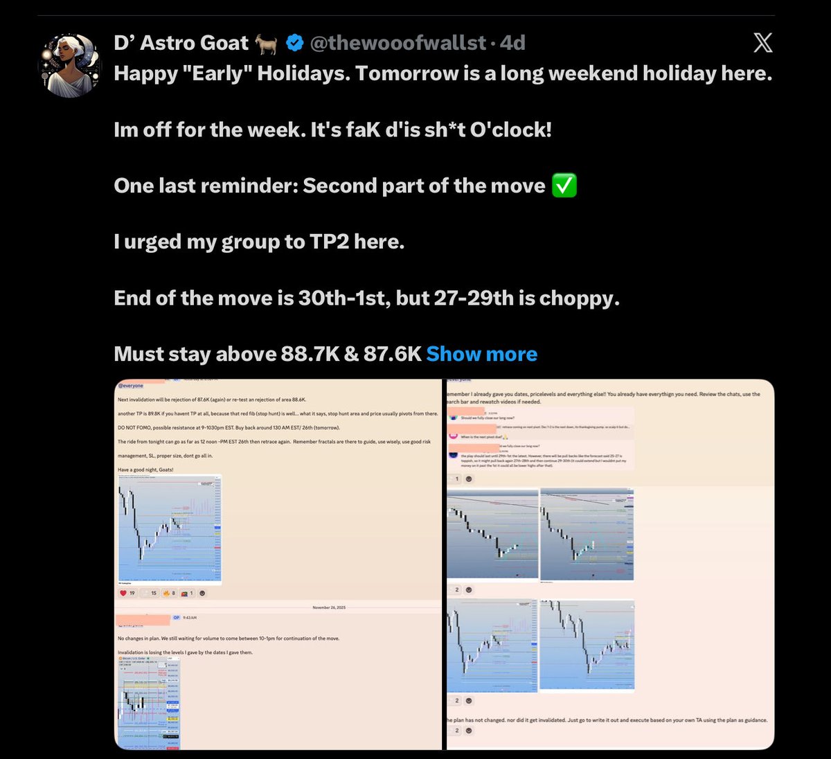 thewooofwallst's tweet image. Key word… D’evastation … 4th

Dont get caught with the hand in the cookie jar (aka longs)…

 #Crypto #Cycles #TimeCycles #FullMoon #DecemeberFullMoon #FinancialAstrology