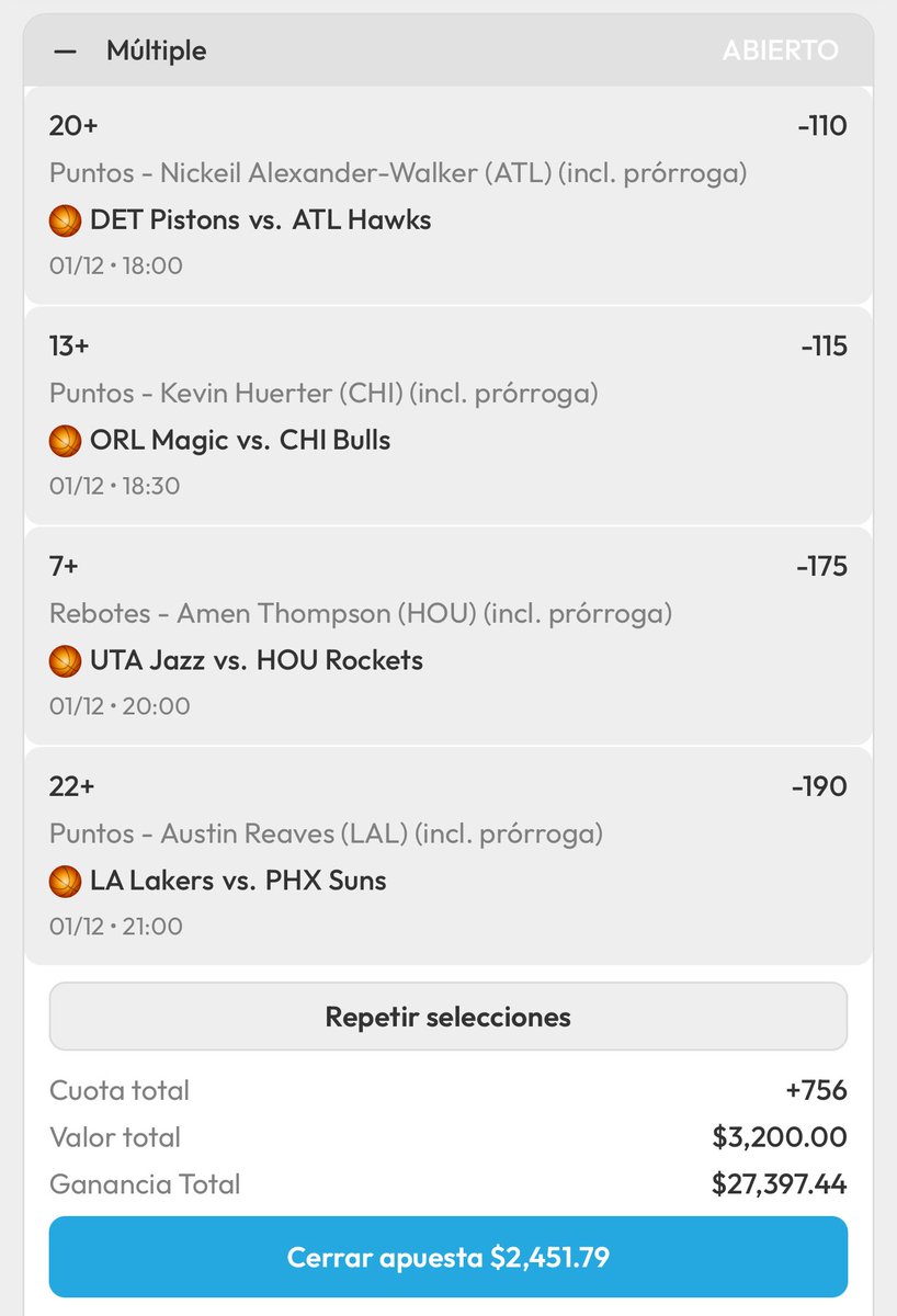 ¿Quien se encarga de tirarnos este parlay sabroso de NBA?🫡

Si se gana, se van $2,397 entre todas las personas que dejen su like, RT y comentarios.