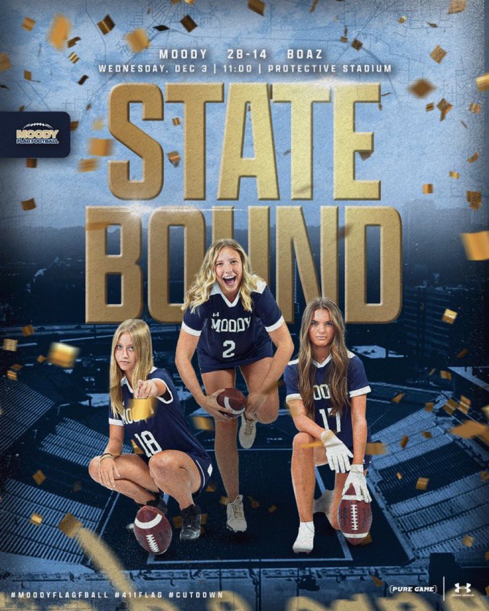 AMPstrength's tweet photo. We’re comin’ for ✌🏼…
Back-to-back days in 🏟️ @ProtectiveStdm
📺 @NFHSNetwork
@411flagfball - Wednesday @ 11
@MoodyFBall - Thursday @ 7
It’s a #bluemap takeover! https://t.co/jqyP3Cg0Tf