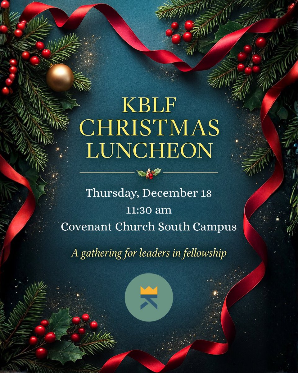 Join us for the KBLF Christmas Luncheon with Pastor Mike Hayes.
A festive gathering with Christmas lunch, music, leadership insights, and 2026 announcements.
KBLF members may bring a free guest.

Register
eventbrite.com/e/kblf-christm…