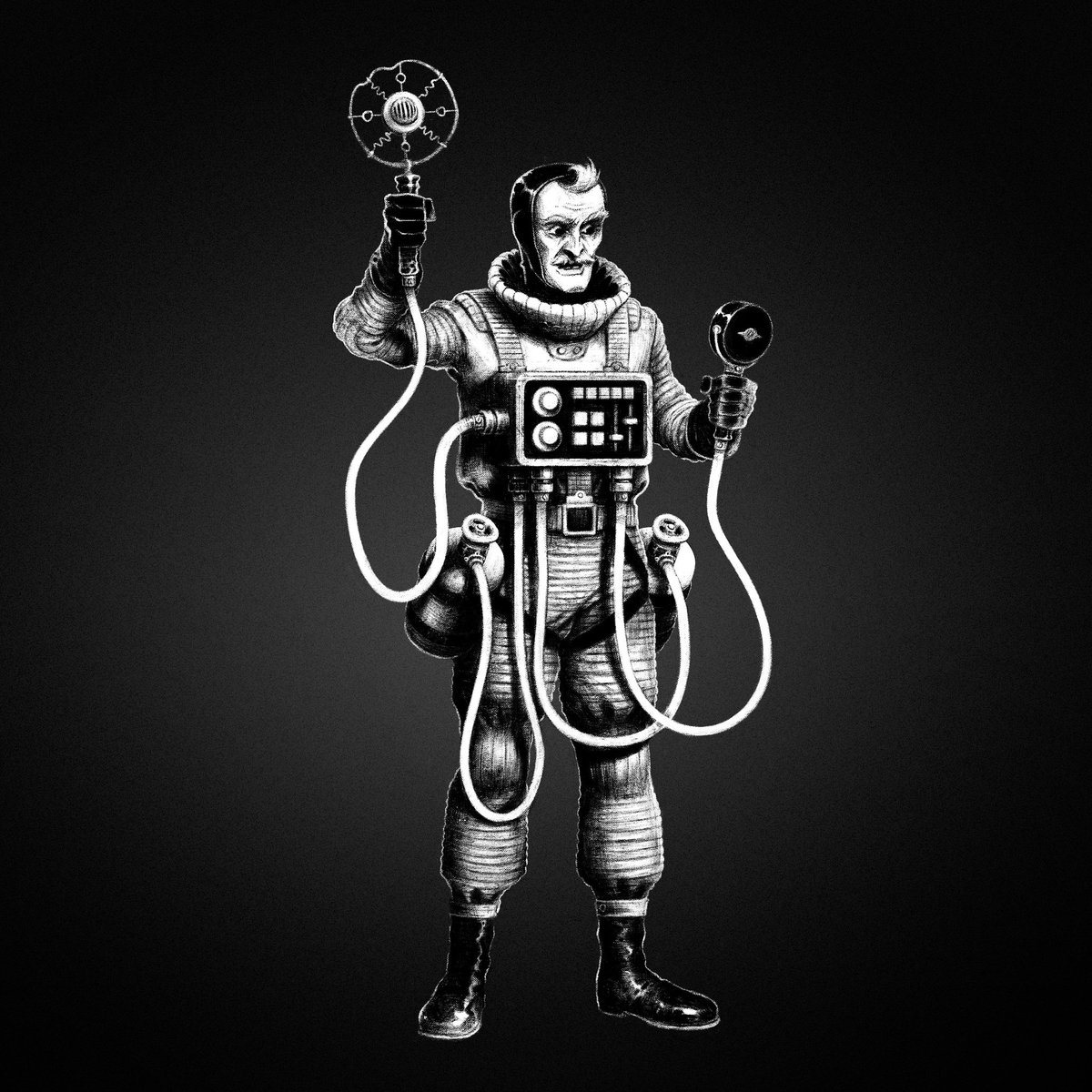 Been doing mostly fantasy commissions for a long time so here's some old retro-futuristic stuff I really like.