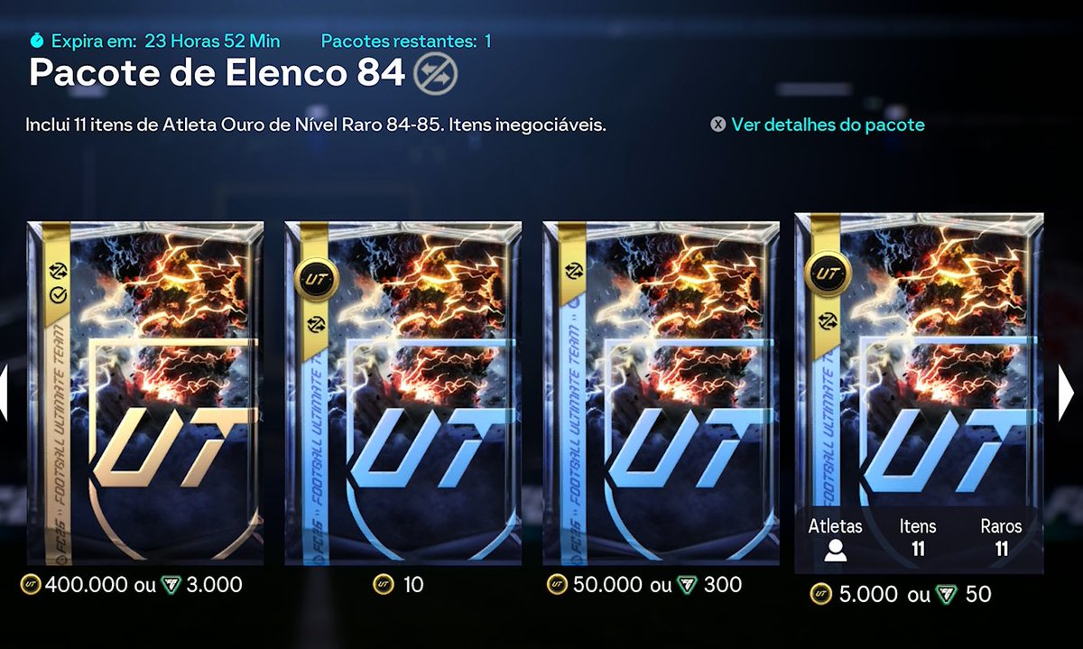 🚨Há 2 packs dados na loja do UT!

- Pack de 5000 coins com 11 jogadores 84-85 Inego
- Pack de 3000 coins com 11 jogadores 83-84 Inego

#FC26