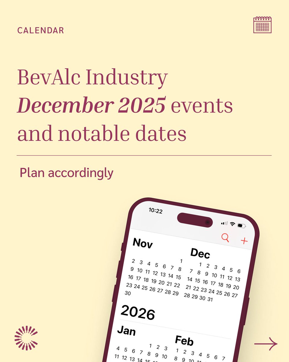 ClaretPlan's tweet image. WIN Expo, BevNET, Brewbound, Temecula + Sonoma holiday trails, and yes — Champagne Day is on the calendar. 🍾📅

Swipe through the full list 👉

#BevAlc #BeverageIndustry #WineBusiness #DrinkDays