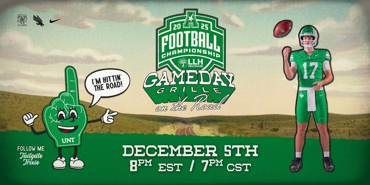 Tailgate in the Big Easy before the American Championship Game! 🦅

The Official Mean Green Tailgate with the <a href="/UNTAlumniAssoc/">UNT Alumni Assoc.</a> is set for Friday, Dec. 5!

🎟: $15 advance tickets | Cajun food + cash bar
⌚: 3:30-6:30 PM

Don't miss out!!🔗: bit.ly/NOLATailgate