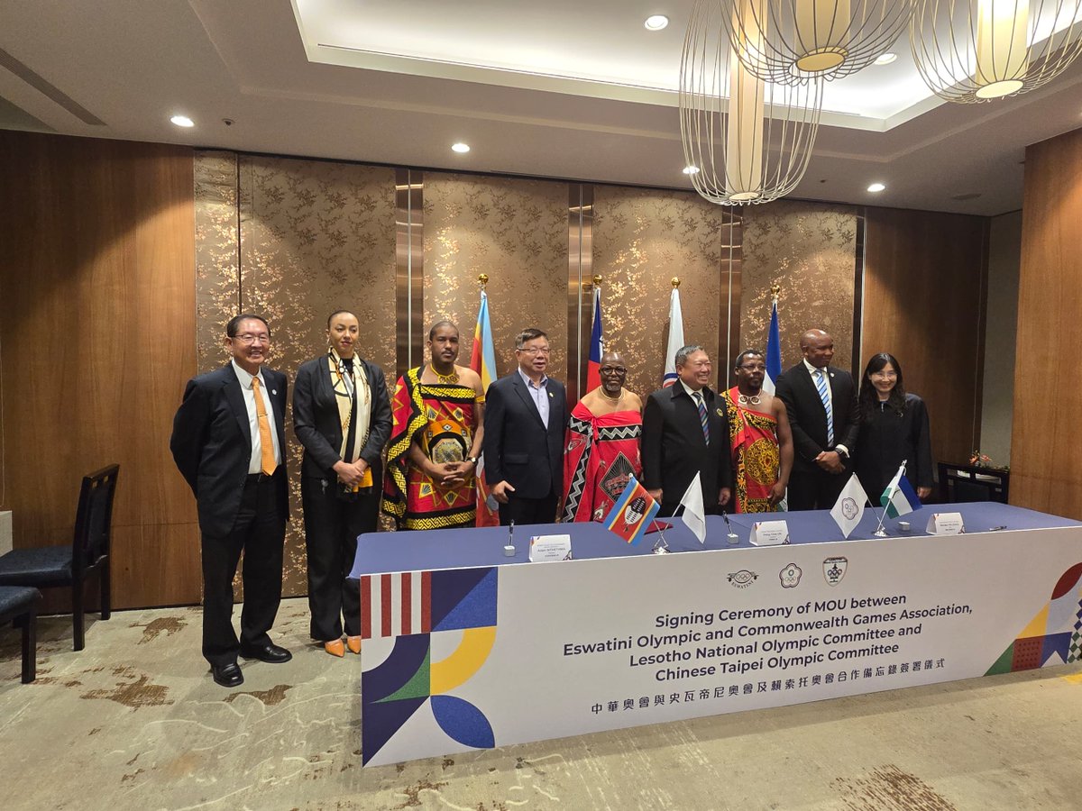 _eocga's tweet image. Historic moment for Eswatini sport! 🇸🇿🇹🇼

President Adam Mthethwa signed an MoU with the Chinese Taipei Olympic Committee, strengthening bilateral cooperation &amp;amp; athlete development pathways.
Joined by CEO Maxwell Jele and Treasurer Zakhele Zulu.
#OlympicMovement #SportsDiplomacy