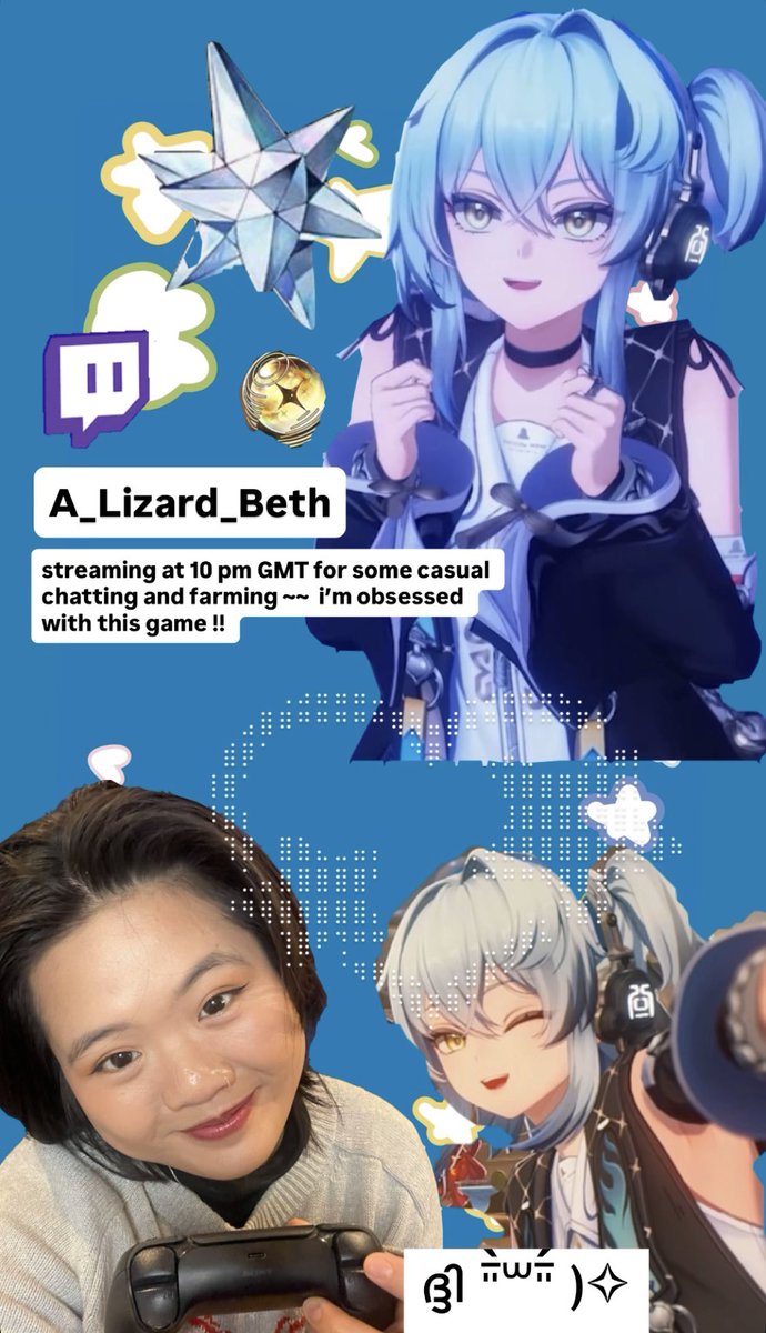 A_lizard_beth's tweet image. Just finished work and want to do a lil last minute #wutheringwaves farming session !!! heheh i’m so addicted ~~~
 I want to be so ready to pull when #Buling’s banner is out!! 🤓🤓🤓

#helpbulingfindbuling  #voiceactor #twitch #stream