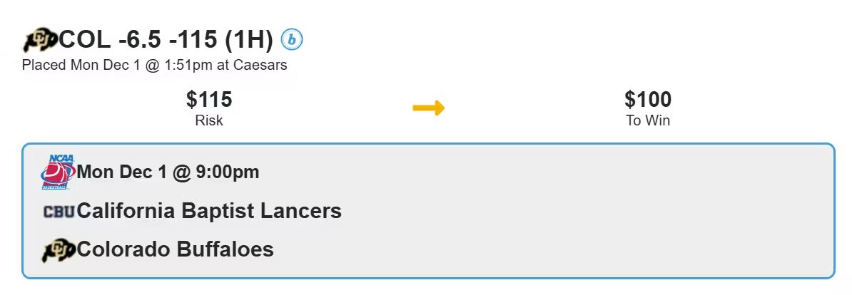 SharpHalftmeCBB's tweet image. 🏀 CBB

1H Colorado -6.5

HIT ❤️ IF TAILING