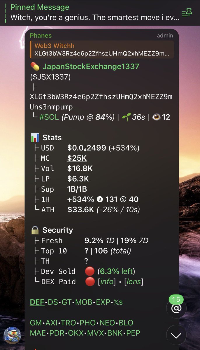 Web3_Witchh's tweet image. New CA with clean early flow.
XLGt3bW3Rz4e6p2ZfhszUHmQ2xhMEZZ9mUns3nmpump

Buy pressure is steady and wallets look active. If this pace holds, it can move quick.
More early calls inside the group.
t.me/Web3_Witchh

#Solana #helevier #memecoin #Crypto #Altcoins #zeudiners