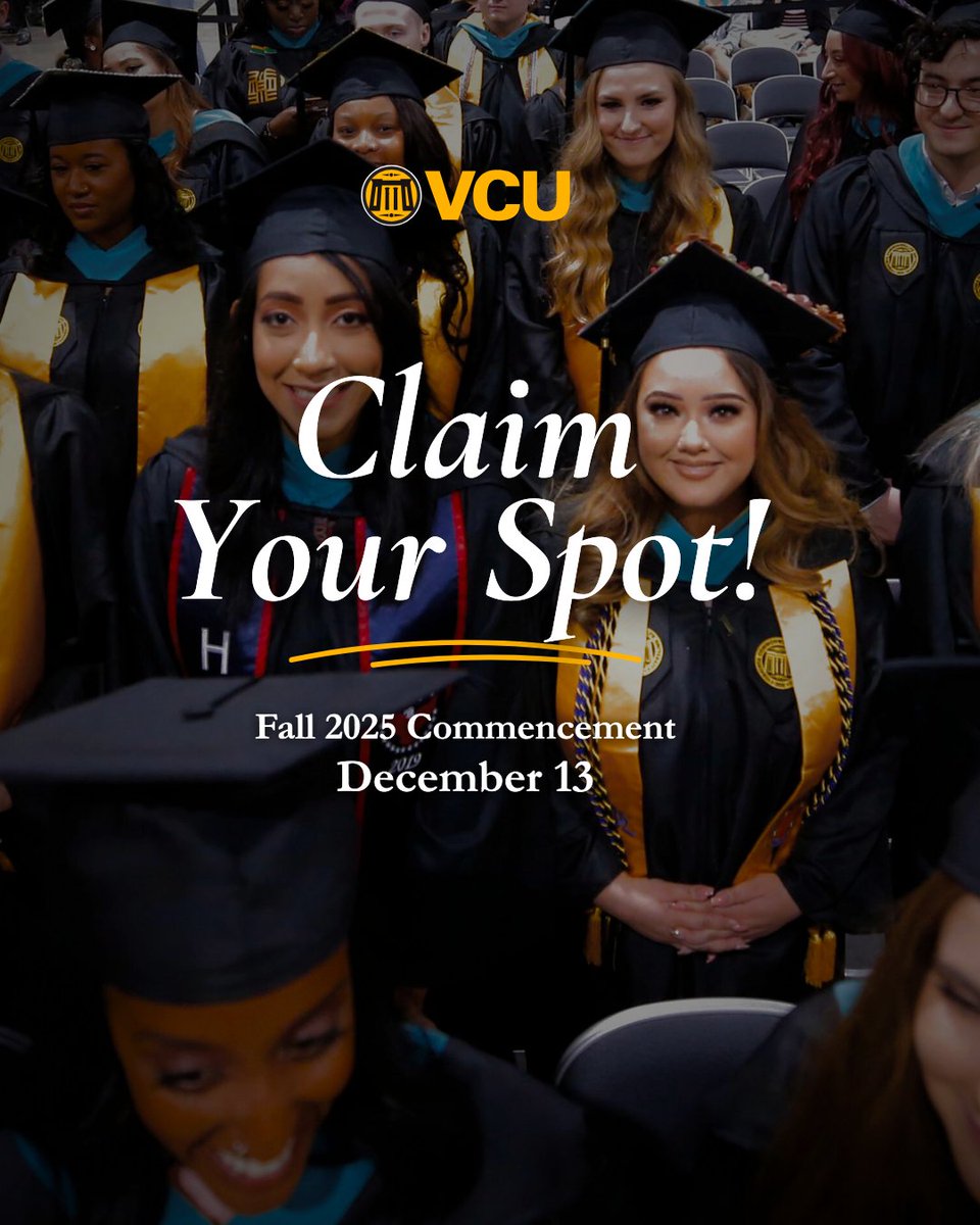 VCU's tweet image. Hey Rams, Commencement is right around the corner 🎓💛!

Quick reminder: all graduates will need a ticket to enter the Siegel Center on ceremony day. Don’t wait too long to secure yours! Guests are good to go and do not need a ticket.

🖤💛 RSVP here: commencement.vcu.edu/rsvp/