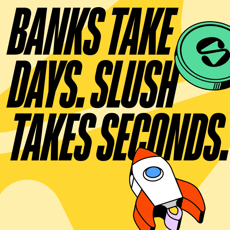 SlushWallet's tweet photo. Days? Nah, try seconds. 

Download Slush. Bank on yourself.