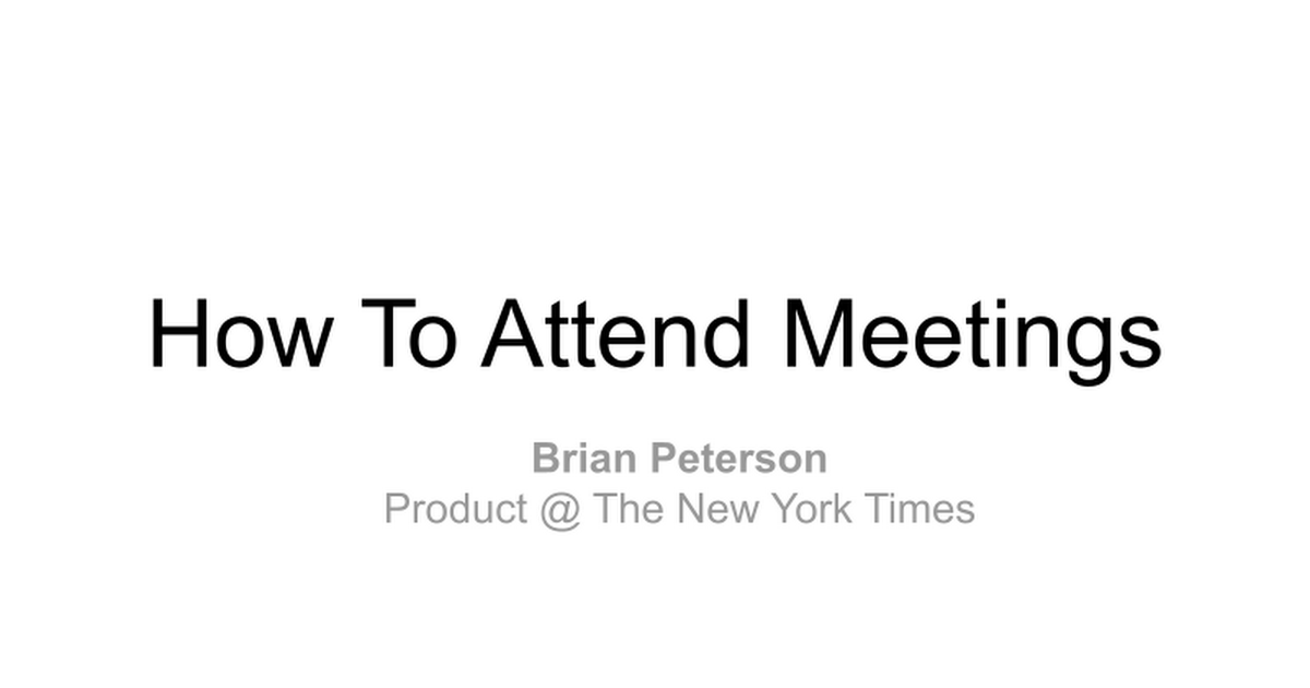 hackernewstop5's tweet image. How to Attend Meetings – Internal guidelines from the New York Times #HackerNews
docs.google.com/presentation/d…