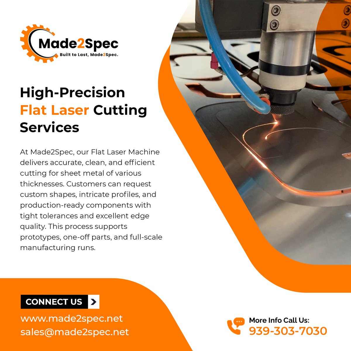Made2specs's tweet image. At Made2Spec, our Flat Laser Machine delivers accurate, clean, and efficient cutting for sheet metal of various thicknesses. Customers can request custom shapes, intricate profiles, and production-ready components with tight tolerances and excellent edge quality.
#Made2Spec